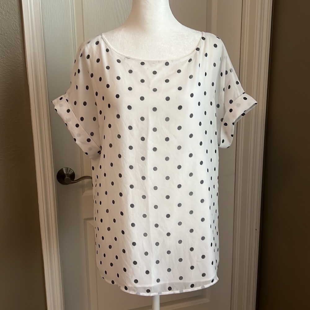 Banana Republic Short Sleeve Polka Dot Blouse Size Medium